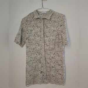 RIANI Lace Overlay Blouse in Cream